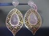 ESTATE LARGE 2.20CT DIAMOND & AVENTURINE 14K WHITE & ROSE GOLD FILIGREE EARRINGS