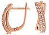 .32CT DIAMOND 14KT ROSE GOLD 3D DOUBLE ROW X LOVE FUN LEVERBACK HUGGIE EARRINGS