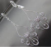 ESTATE LARGE .80CT DIAMOND 14KT WHITE GOLD 3D FILIGREE MILGRAIN HANGING EARRINGS