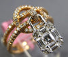 ESTATE WIDE .94CT DIAMOND 18KT WHITE & ROSE GOLD 3D LOVE KNOT LOCK FLOATING RING