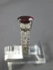 ESTATE 2.21CT DIAMOND & AAA RHODOLITE 14KT WHITE GOLD 3D OVAL ENGAGEMENT RING