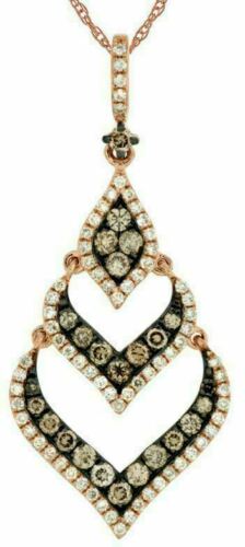 .56CT WHITE & CHOCOLATE FANCY DIAMOND 14KT ROSE GOLD MULTI HEART JOURNEY PENDANT