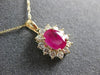 ESTATE LARGE 1.98CT DIAMOND & AAA RUBY 14K YELLOW GOLD 3D OVAL FLOWER PENDANT
