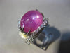 ESTATE EXTRA LARGE 15.0CT DIAMOND & AAA STAR RUBY 18KT WHITE GOLD 3D LOVE RING