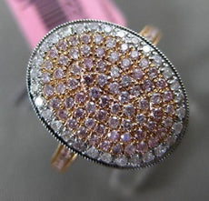 ESTATE WIDE .52CT WHITE & PINK DIAMOND 18KT WHITE & ROSE GOLD OVAL CLASSIC RING