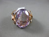 ESTATE WIDE 8.29CT DIAMOND & AMETHYST 14KT WHITE & ROSE GOLD LEAF FILIGREE RING