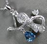 ESTATE .75CT DIAMOND & AAA PEAR SHAPE BLUE TOPAZ 14KT WHITE GOLD 3D BIRD PENDANT
