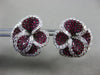 ESTATE LARGE 4.35CT DIAMOND & AAA RUBY 18K WHITE GOLD 3D HALO FLOWER EARRINGS