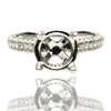 ESTATE LARGE .62CT DIAMOND 18KT WHITE GOLD 3D 3 ROW SEMI MOUNT ENGAGEMENT RING