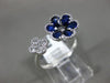 ESTATE 1.48CT DIAMOND & AAA SAPPHIRE 18KT WHITE GOLD 3D DOUBLE FLOWER LOVE RING