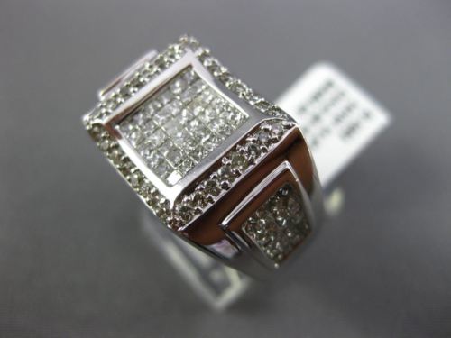 ESTATE 1.75CT ROUND & PRINCESS DIAMOND 14KT WHITE GOLD 3D HANDCRAFTED MENS RING