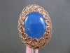 ESTATE EXTRA LARGE AAA BLUE QUARTZ 14KT ROSE GOLD 3D HANDCRAFTED LUCKY FUN RING
