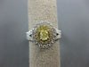 LARGE 2.49CT WHITE & FANCY YELLOW DIAMOND 18K TWO TONE GOLD HALO ENGAGEMENT RING