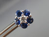 ESTATE 1.76CT DIAMOND & AAA SAPPHIRE 18KT WHITE GOLD 3D CLUSTER FLOWER EARRINGS