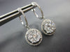 ESTATE 1.0CT DIAMOND 14KT WHITE GOLD ROUND CLUSTER HALO HUGGIE HANGING EARRINGS