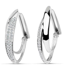 ESTATE .52CT DIAMOND 18KT WHITE GOLD 3D CRISS CROSS DOUBLE ROW HANGING EARRINGS