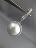 ESTATE .64CT DIAMOND & AAA SOUTH SEA PEARL 18KT WHITE GOLD HALO HANGING EARRINGS