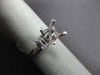 ESTATE .64CT DIAMOND 14KT WHITE GOLD 3D THREE STONE SEMI MOUNT ENGAGEMENT RING
