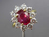 ESTATE LARGE 3.8CT DIAMOND & AAA RUBY 18K YELLOW GOLD & PLATINUM ENGAGEMENT RING