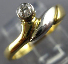 ESTATE .10CT DIAMOND 18KT WHITE & YELLOW GOLD 3D FRIENDSHIP PROMISE RING #23974