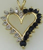 ESTATE .98CT DIAMOND & AAA SAPPHIRE 14KT YELLOW GOLD 3D OPEN HEART LOVE PENDANT