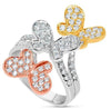 ESTATE LARGE .90CT DIAMOND 18KT WHITE AND YELLOW GOLD 3D BUTTERFLY LOVE RING