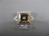 ESTATE WIDE 1.62CT MULTI GEM 14KT ROSE GOLD ROUND & SQUARE HALO ENGAGEMENT RING