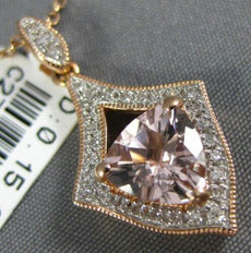 1.13CT DIAMOND & AAA MORGANITE 14KT WHITE & ROSE GOLD TRILLION FILIGREE PENDANT