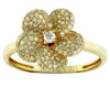 ESTATE .47CT DIAMOND 14KT YELLOW GOLD 3D CLASSIC ROUND PAVE FLOWER LOVE RING