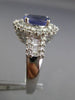 ESTATE 2.25CT DIAMOND & TANZANITE 14KT WHITE GOLD 3D DOUBLE HALO ENGAGEMENT RING