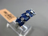 ESTATE WIDE 3.87CT DIAMOND & SAPPHIRE 14K WHITE GOLD OVAL ETOILE DOUBLE ROW RING