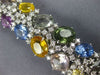 ESTATE LARGE 66.90CT DIAMOND & AAA MULTI GEM 18KT WHITE GOLD 3D TENNIS BRACELET