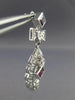 ESTATE LARGE 1.60CT DIAMOND & TOURMALINE 14KT WHITE GOLD FLOWER HANGING EARRINGS