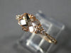 ESTATE 1.08CT DIAMOND & AAA MORGANITE 14KT ROSE GOLD SEMI ETERNITY CLUSTER RING
