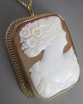 ANTIQUE 14KT YELLOW GOLD HAND CARVED LADY SHELL CAMEO PENDANT PIN & BROOCH #1328