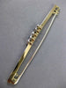 ANTIQUE LARGE .60CT DIAMOND 14K WHITE & YELLOW GOLD 3D FIVE STONE BAR PIN #26362