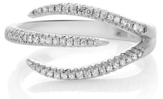 ESTATE .16CT DIAMOND 14KT WHITE GOLD 3D 3 ROW TENSION CRISS CROSS FUN LOVE RING