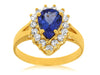 1.50CT DIAMOND & AAA TANZANITE 14KT YELLOW GOLD 3D PEAR SHAPE ENGAGEMENT RING