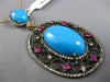 ESTATE MASSIVE 13.37CT FANCY YELLOW DIAMOND RUBY TURQUOISE 14K GOLD OVAL PENDANT