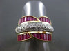 ESTATE WIDE 2.25CT DIAMOND & AAA RUBY 18KT 2 TONE BAGUETTE & ROUND RING  #22081