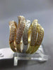 ESTATE EXTRA LARGE 1.89CT DIAMOND 18KT TRI COLOR GOLD MULTI ROW MULTI WAVE RING