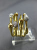 ESTATE LARGE .26CT DIAMOND 18KT YELLOW GOLD 3D CLASSIC MULTI ROW BAMBOO FUN RING