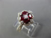 ESTATE 1.50CT DIAMOND & AAA RUBY 18KT WHITE GOLD FLOWER HALO SQUARE PROMISE RING