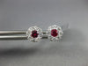 ESTATE .63CT DIAMOND & AAA RUBY 18KT WHITE GOLD 3D CLUSTER FLOWER STUD EARRINGS