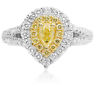 ESTATE 1.30CT WHITE & FANCY YELLOW DIAMOND 18KT GOLD PEAR SHAPED ENGAGEMENT RING