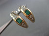 ANTIQUE WIDE 1.05CT DIAMOND & AAA EMERALD 14K WHITE & ROSE GOLD HANGING EARRINGS