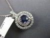 ESTATE .96CT DIAMOND & AAA SAPPHIRE 14KT WHITE GOLD DOUBLE HALO ROUND PENDANT