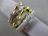 ESTATE LARGE 1.42CT DIAMOND 14KT TRI COLOR GOLD 3D BAMBOO CRISS CROSS LOVE RING