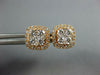 ESTATE .68CT DIAMOND 18KT WHITE GOLD CLUSTER SQUARE HALO CLASSIC STUD EARRINGS