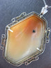 ANTIQUE LARGE .05CT DIAMOND 14KT WHITE GOLD 3D LADY CAMEO FLOWER PENDANT #21074
